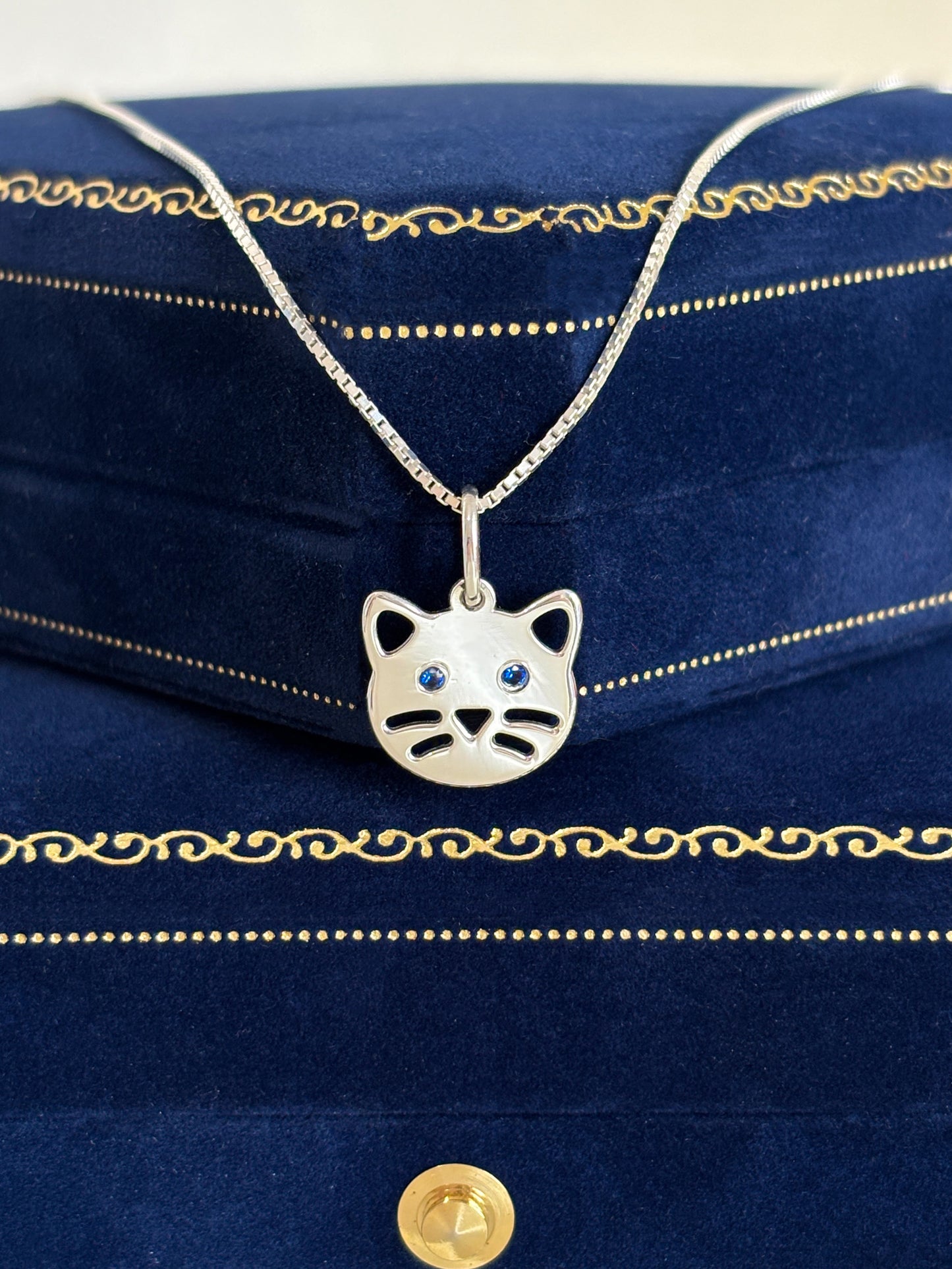 Conjunto Gatinho em Prata 950 com Zircônias Azuis