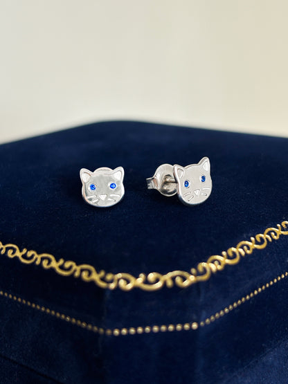 Conjunto Gatinho em Prata 950 com Zircônias Azuis